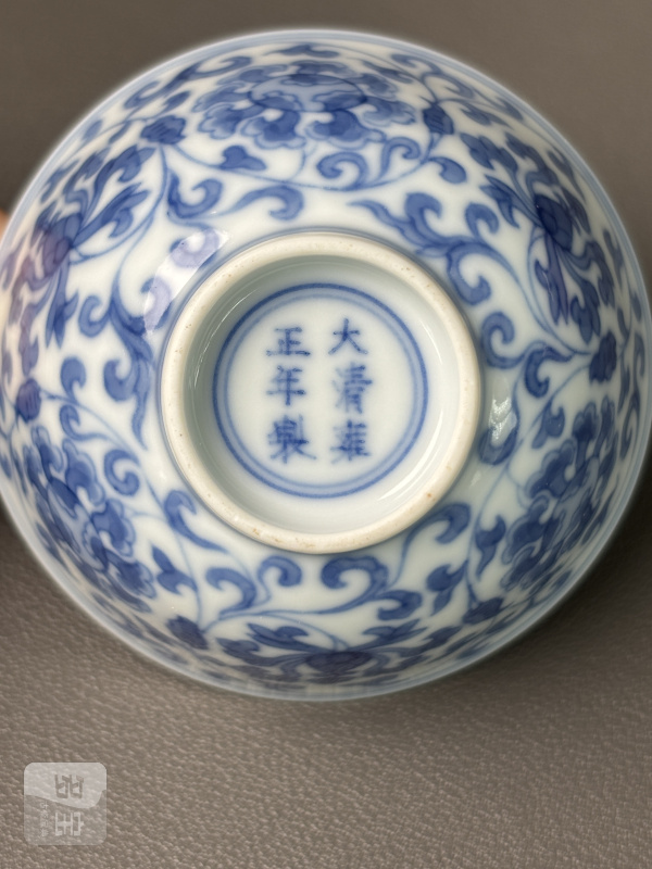 清雍正 青花缠枝宝相花纹杯一对 - 图7